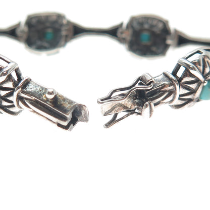 ROSS SIMONS 925 Sterling Silver Vintage Real Turquoise Station Bracelet 7.25"