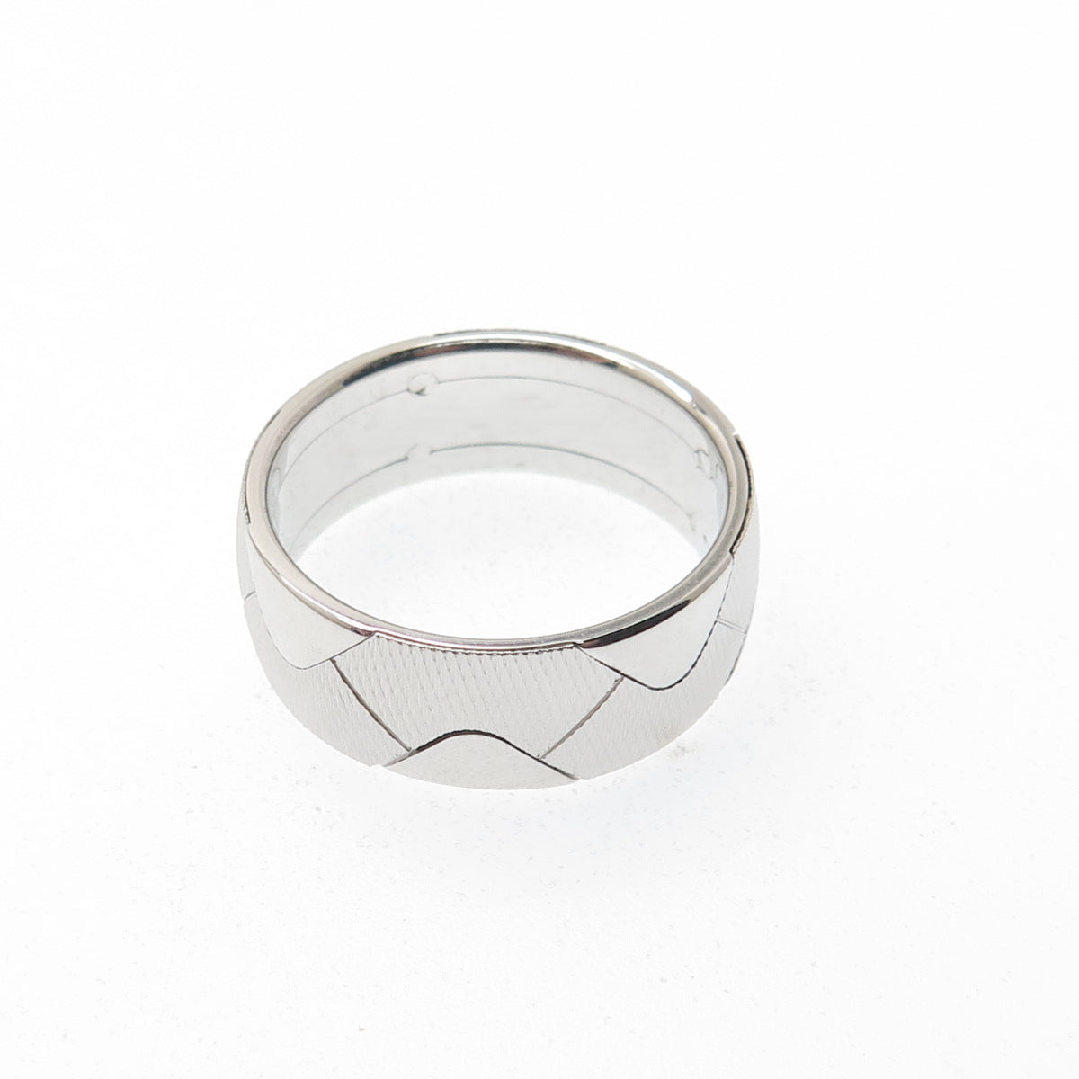 NEOS 925 Sterling Silver Textured Zig Zag Band Ring Size 10.25