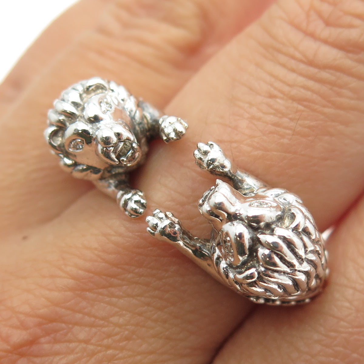 ELIZABETH & JAMES 925 Sterling Silver Real Diamond Accent Lion Ring Size 9.25