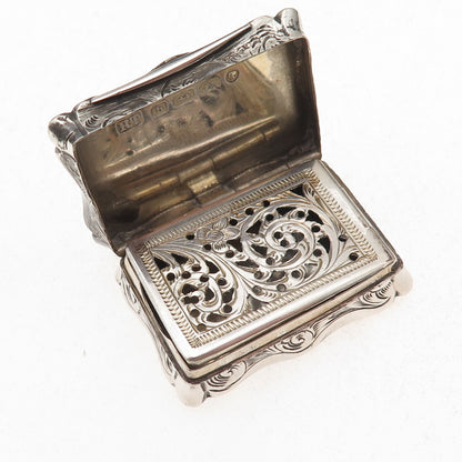 Robert Thornton 925 Sterling Silver Antique 1876 Birmingham Vinaigrette Box
