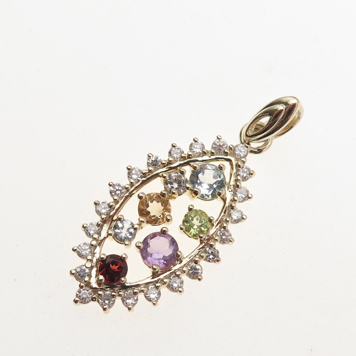 Ross Simons Sterling Gold Plated Topaz Amethyst Peridot Citrine & Garnet Pendant