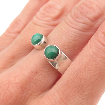 ZU Design 925 Sterling Silver Vintage Real Malachite Adjustable Ring Size 7