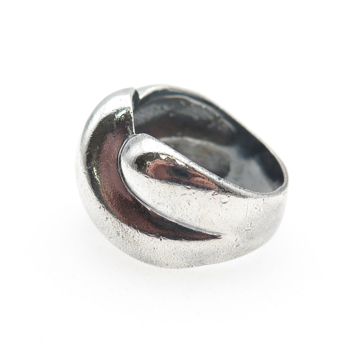 925 Sterling Silver Vintage Modernist Dome Oxidized Ring Size 9