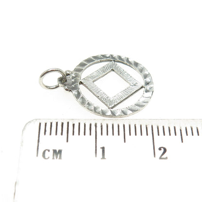 925 Sterling Silver Vintage Geometric Textured Pendant