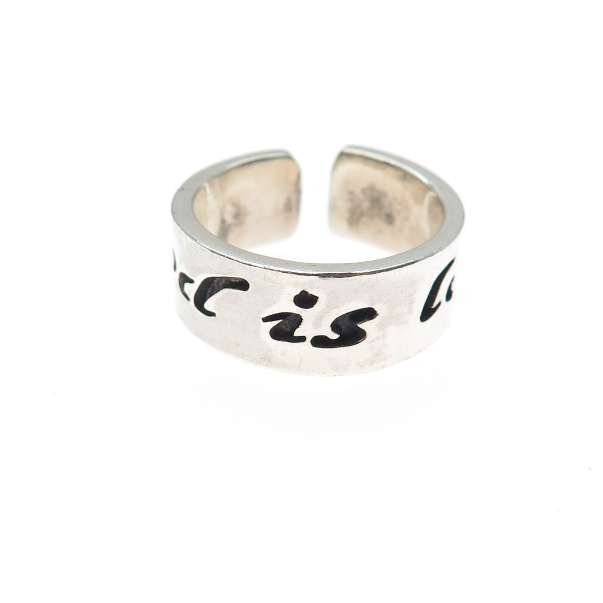 925 Sterling Silver Vintage God is Love Adjustable Band Ring Size 6.75