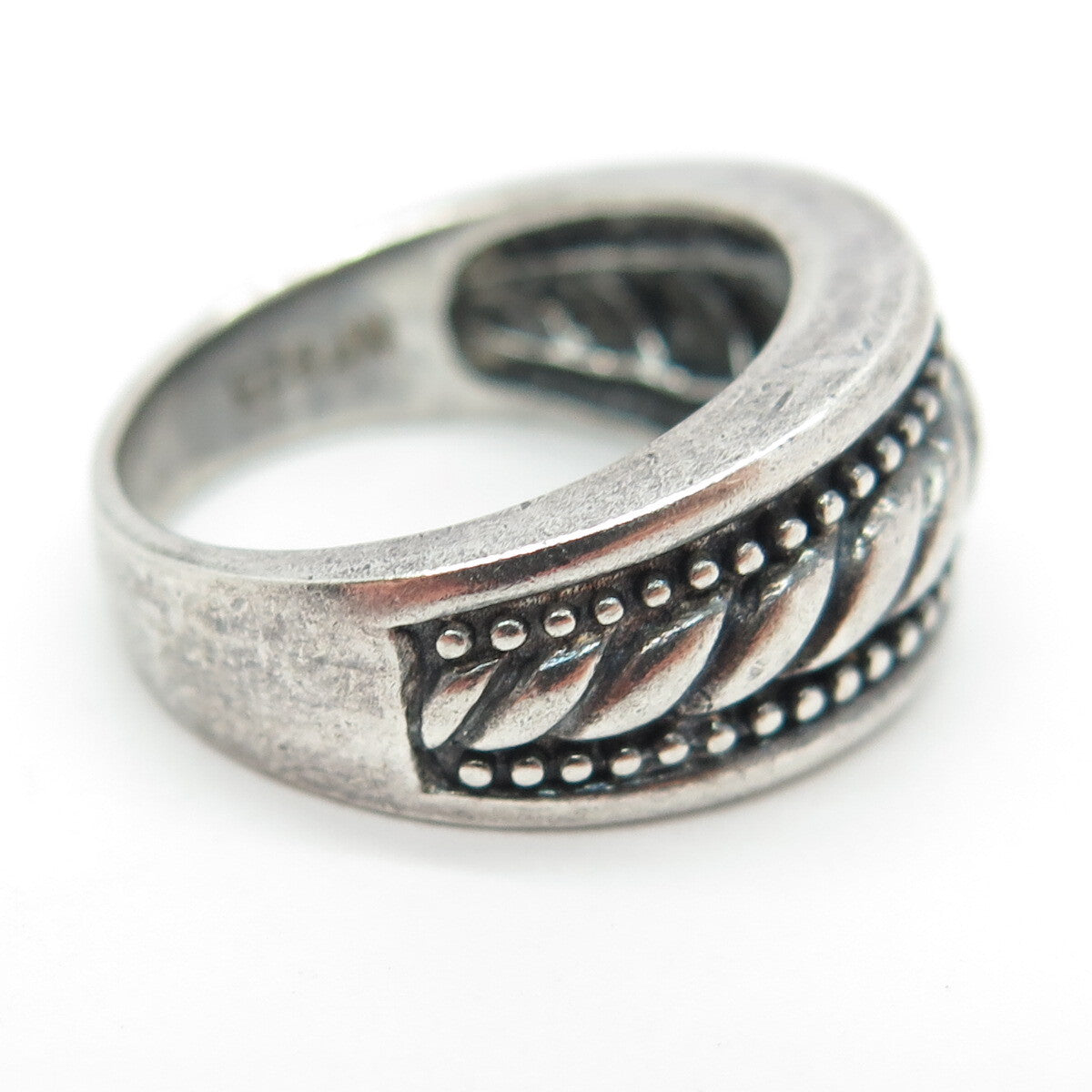 CHAPAL ZENRAY 925 Sterling Silver Vintage Twisted Rope Ring Size 7.25