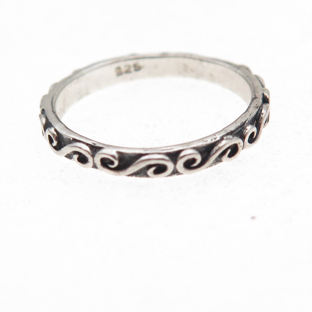 925 Sterling Silver Vintage Spiral Oxidized Band Ring Size 5.5