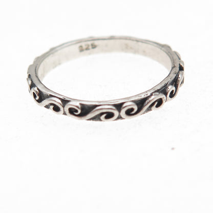 925 Sterling Silver Vintage Spiral Oxidized Band Ring Size 5.5