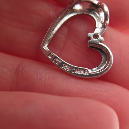 925 Sterling Silver Round-Cut C Z Heart Mini Slide Charm Pendant