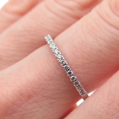 925 Sterling Silver Round-Cut C Z Half Eternity Stackable Band Ring Size 6.75