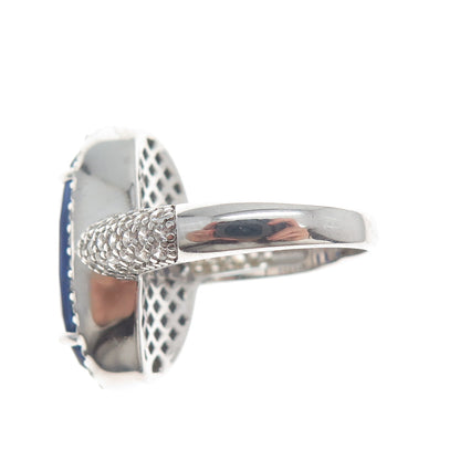 CHARLES WINSTON FOR BELLA LUCE 925 Sterling Silver Blue & Whit C Z Ring Size 8.5