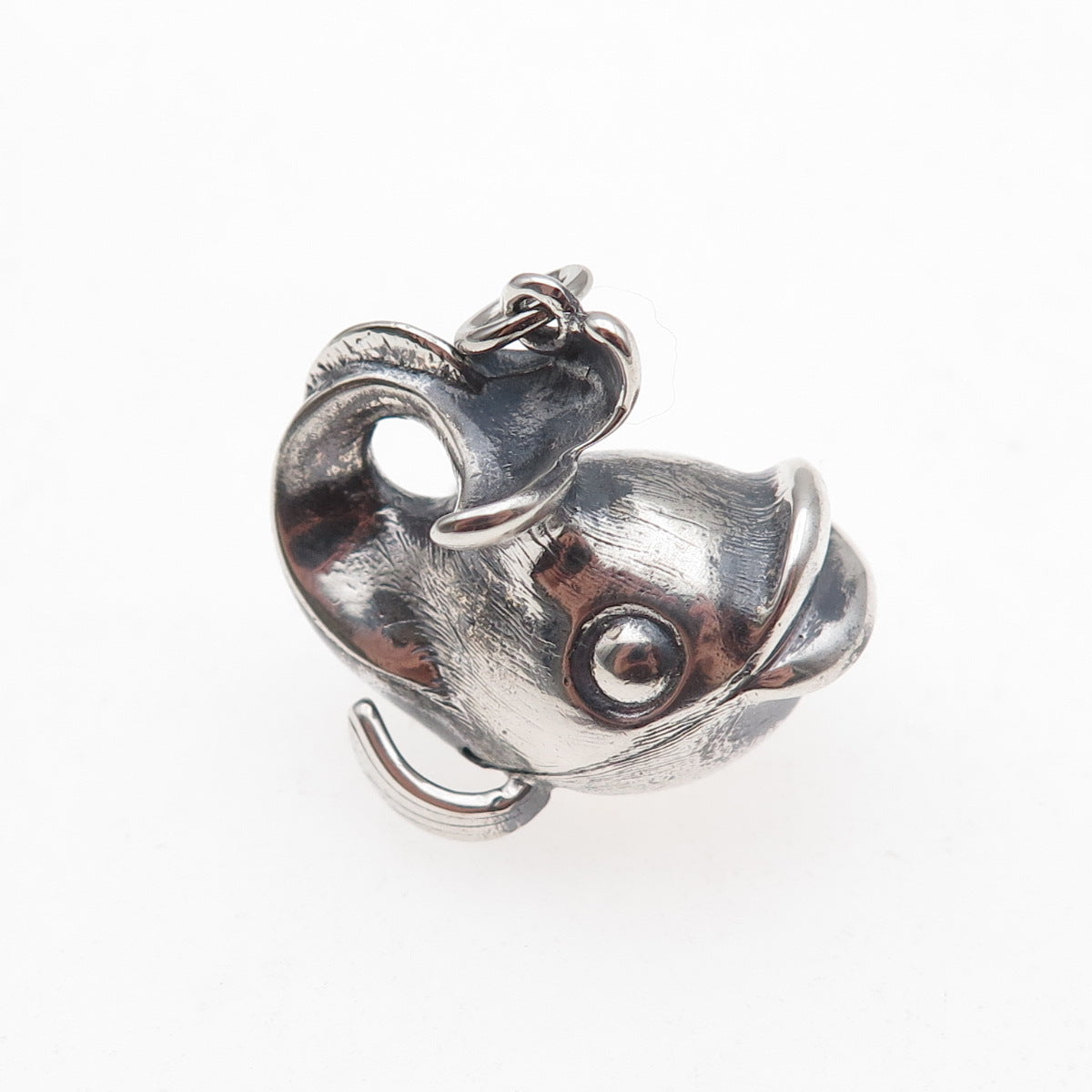 Danecraft 925 Sterling Silver Antique Art Deco Fish Oxidized 3D Charm Pendant