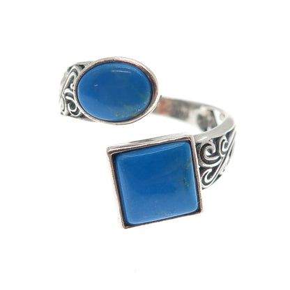 FD FELICIA DESIGN Sterling Vintage Bisbee Turquoise Adjustable Ring Size 7.75