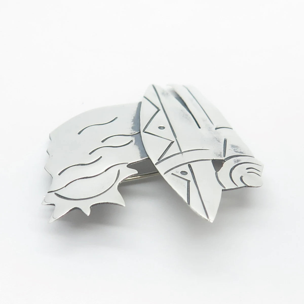 925 Sterling Silver Vintage Mexico Surfing Pin Brooch
