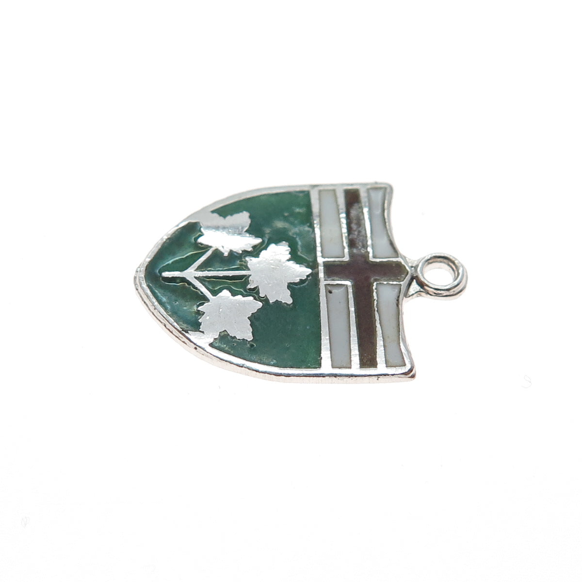 925 Sterling Silver Vintage Enamel Coat of Arms of Ontario Canada Mini Pendant