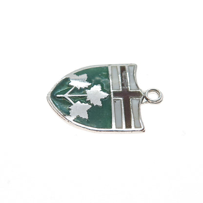 925 Sterling Silver Vintage Enamel Coat of Arms of Ontario Canada Mini Pendant
