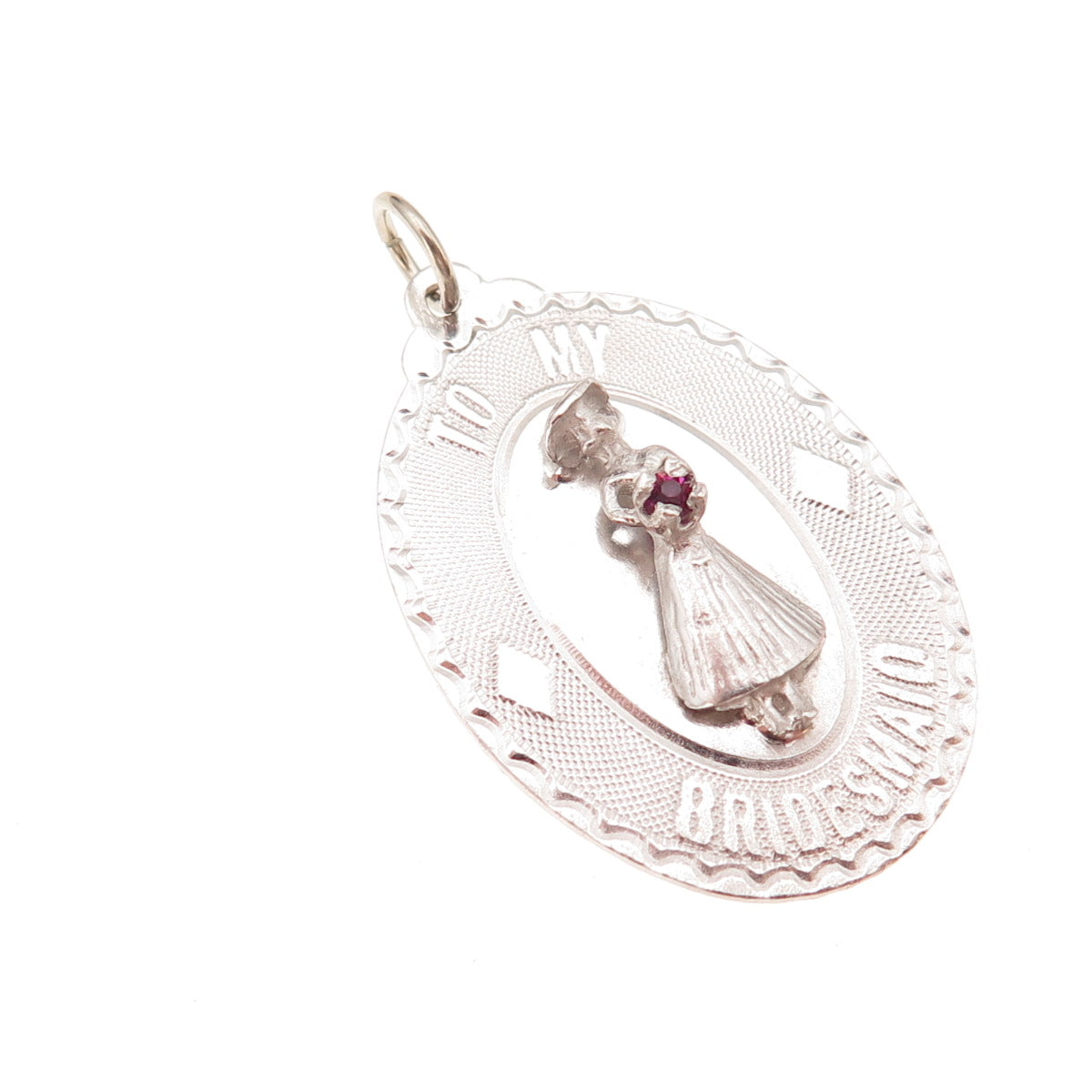 Art's Elegance 925 Sterling Silver Vintage Rhinestone To My Bridesmaid Pendant