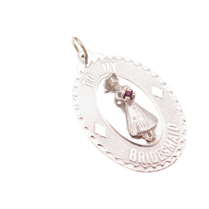 Art's Elegance 925 Sterling Silver Vintage Rhinestone To My Bridesmaid Pendant