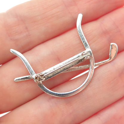 LEONORE DOSKOW 925 Sterling Silver Vintage Golf Club For Good Luck Pin Brooch