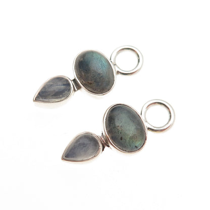 DP Doug Paulus 925 Sterling Vintage Real Labradorite & Moonstone Jacket Earrings