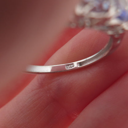 Chuck Clemency 925 Sterling Silver Real Diamond & Iolite Ring Size 8.25