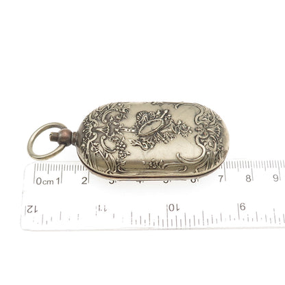 Antique Victorian France Extra Blanc Silver Plated Repousse Coin Case Holder