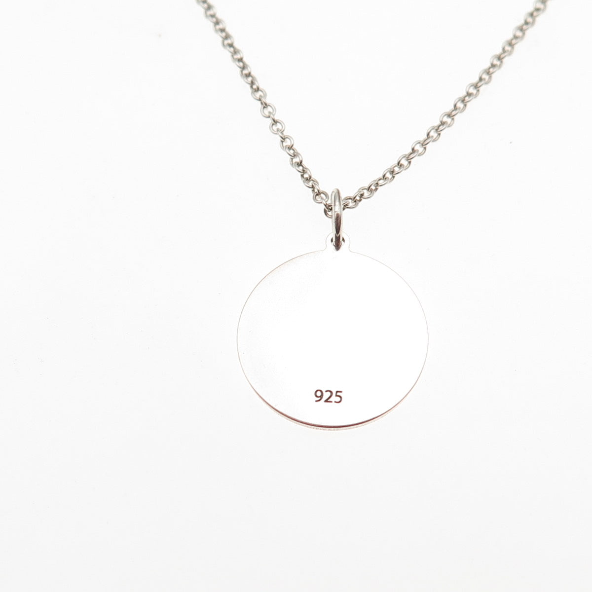 925 Sterling Silver Blue Enamel Male Symbol Round Tag Cable Chain Necklace 18"
