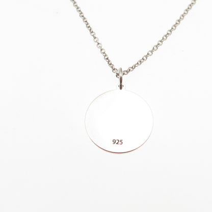 925 Sterling Silver Blue Enamel Male Symbol Round Tag Cable Chain Necklace 18"