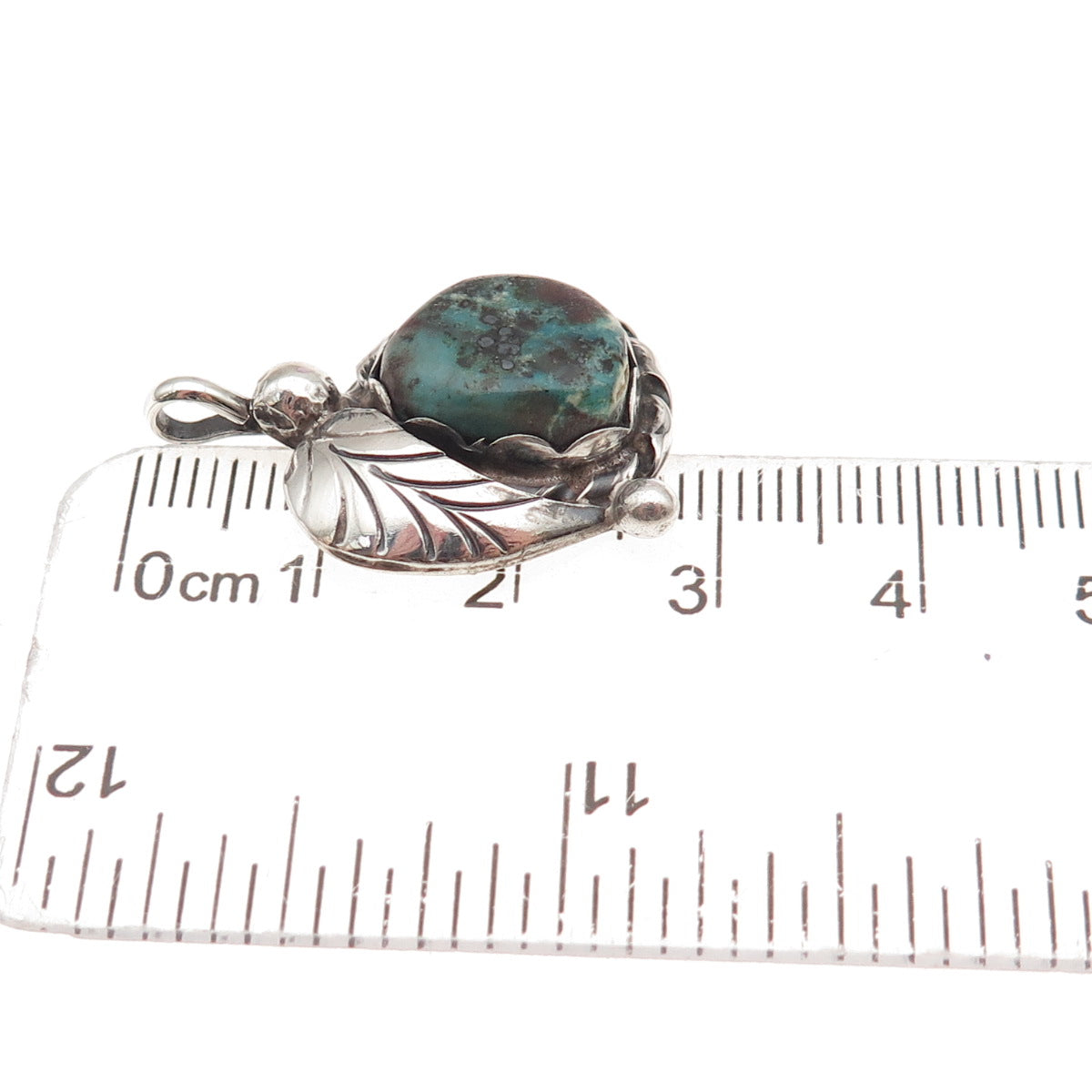 Michael Thompson Navajo Old Pawn 925 Sterling Vintage Turquoise Feather Pendant