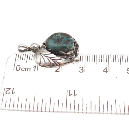 Michael Thompson Navajo Old Pawn 925 Sterling Vintage Turquoise Feather Pendant