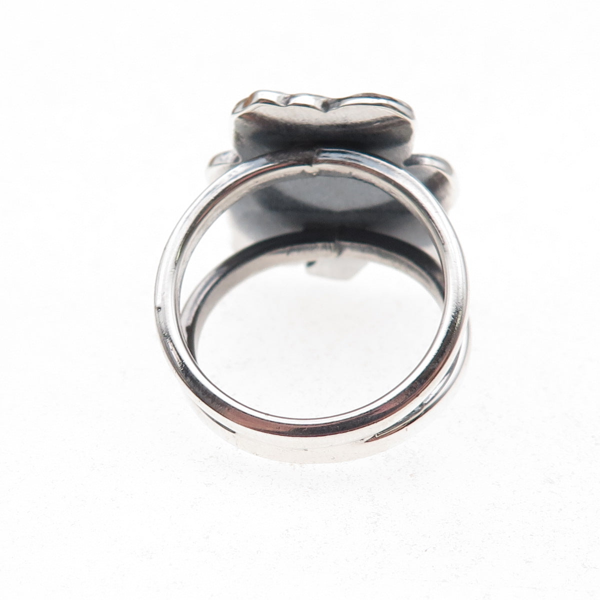 950 Silver Vintage Clover Good Luck Oxidized Ring Size 8