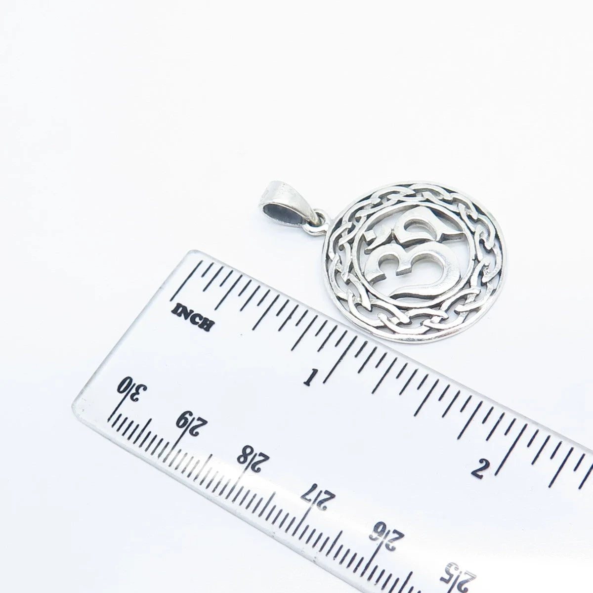 925 Sterling Silver Vintage Om Mantra Ornate Pendant