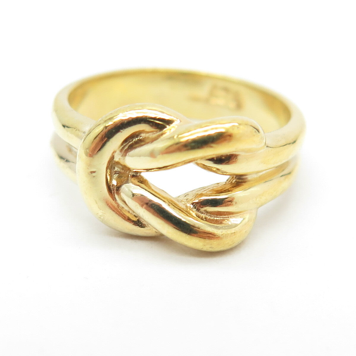 925 Sterling Silver Gold Plated Knot Loop Ring Size 8.25