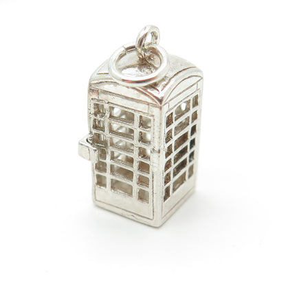 925 Sterling Silver Vintage Telephone Booth 3D Pendant