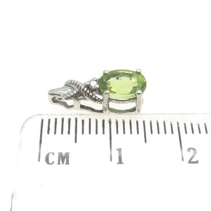 925 Sterling Silver Real Peridot & C Z Minimalist Slide Pendant