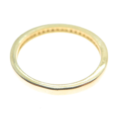 925 Sterling Silver Gold Plated Real Round-Cut Diamond Eternity Ring Size 6.75