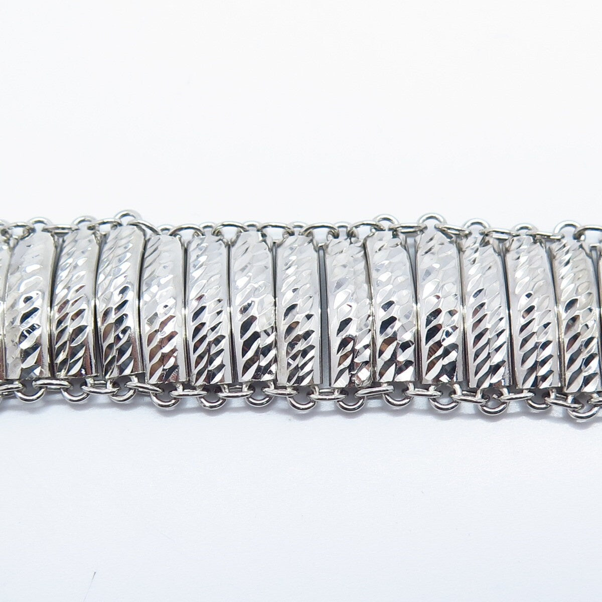 925 Sterling Silver Vintage Turkey Panel Link Bracelet 7.75"