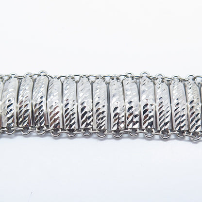 925 Sterling Silver Vintage Turkey Panel Link Bracelet 7.75"