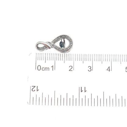 925 Sterling Silver Real White Diamond Infinity Slide Pendant