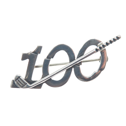 LEONORE DOSKOW 925 Sterling Silver Vintage Broke 100 Golf Pin Brooch