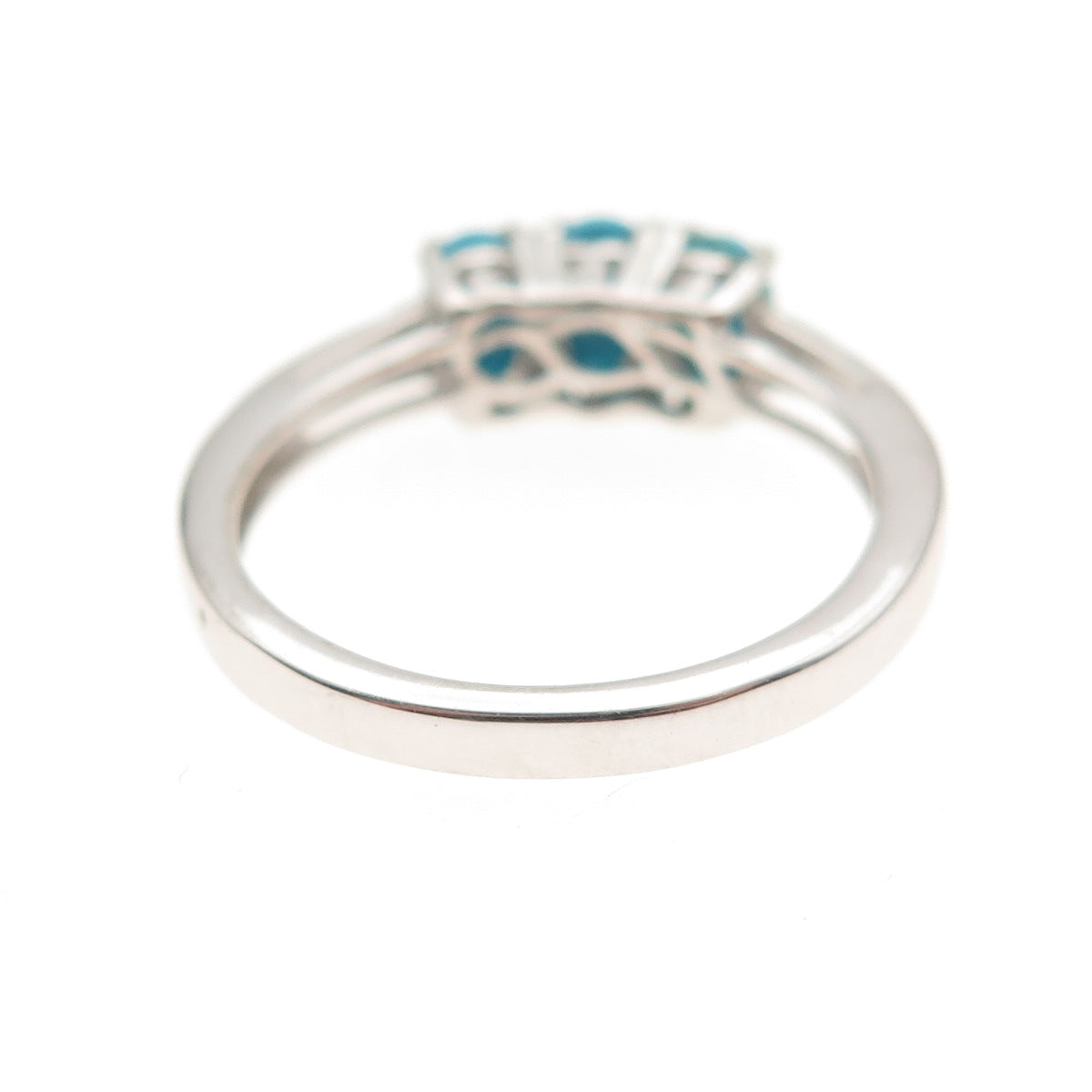 Chuck Clemency 925 Sterling Silver Real Turquoise & White Topaz Ring Size 8.25