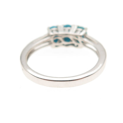 Chuck Clemency 925 Sterling Silver Real Turquoise & White Topaz Ring Size 8.25