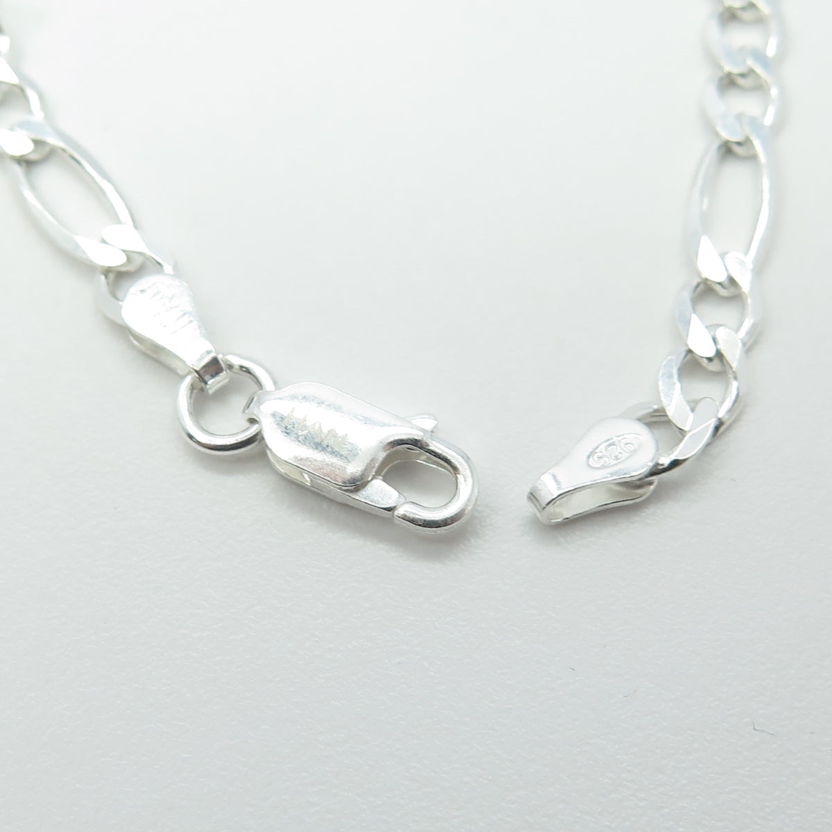HAN 925 Sterling Silver Italy Figaro Link Bracelet 7.25"