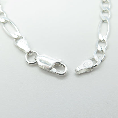 HAN 925 Sterling Silver Italy Figaro Link Bracelet 7.25"