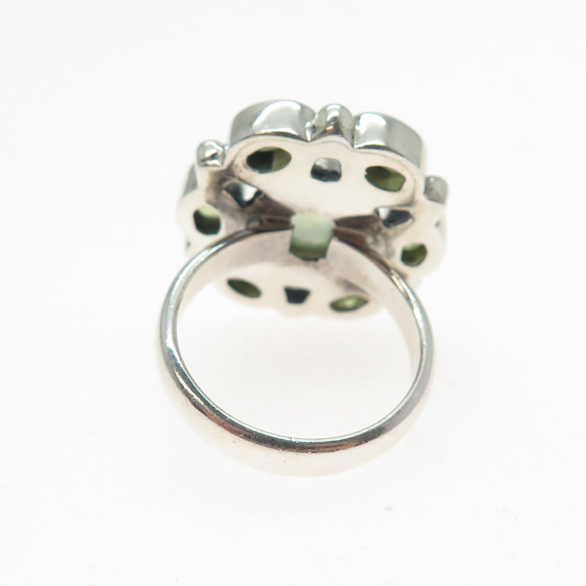 NICKY BUTLER 925 Sterling Silver Vintage Real Prehnite & Peridot Ring Size 6.25