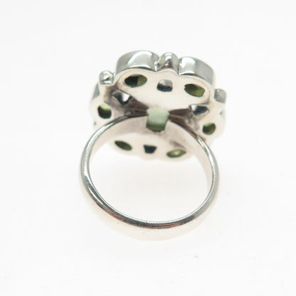 NICKY BUTLER 925 Sterling Silver Vintage Real Prehnite & Peridot Ring Size 6.25