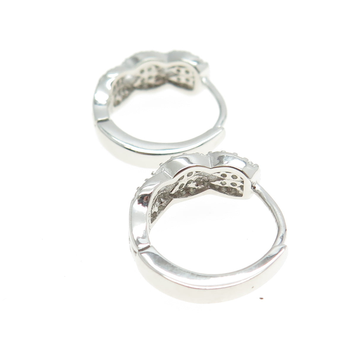 925 Sterling Silver Round-Cut C Z Infinity Hoop Earrings