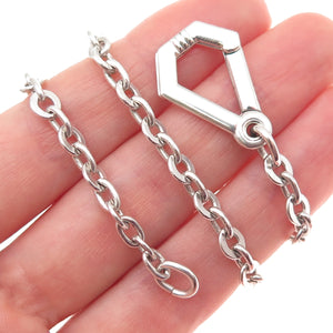 925 Sterling Silver Vintage Pocket Watch / Key Fob Chain 10.5"