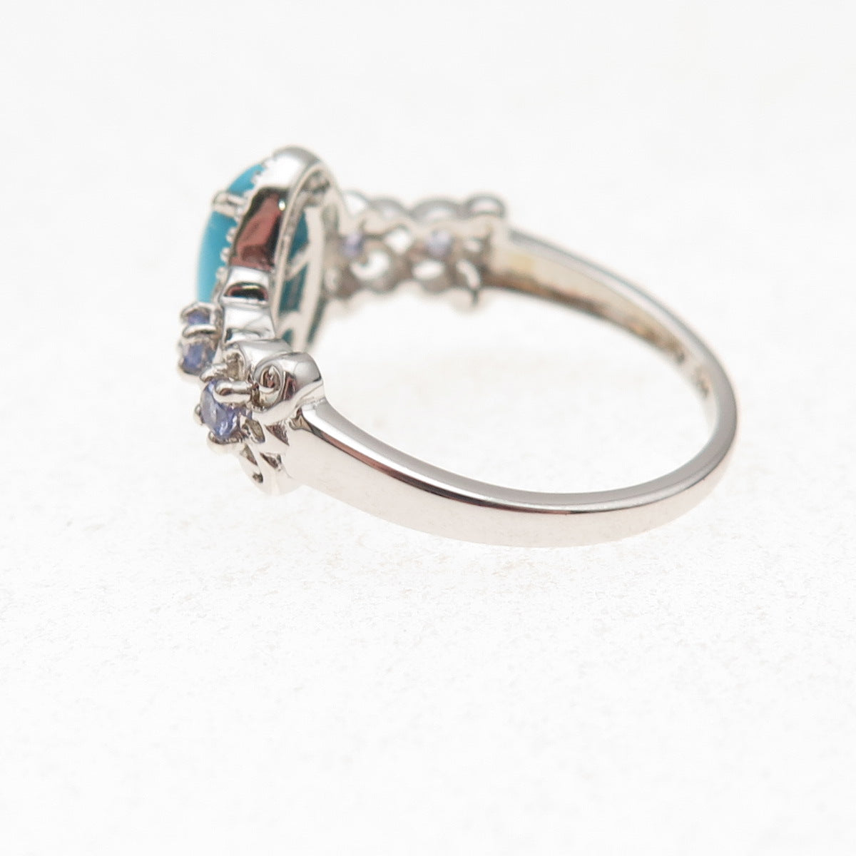 Chuck Clemency 925 Sterling Silver Real Turquoise & Tanzanite Ring Size 8