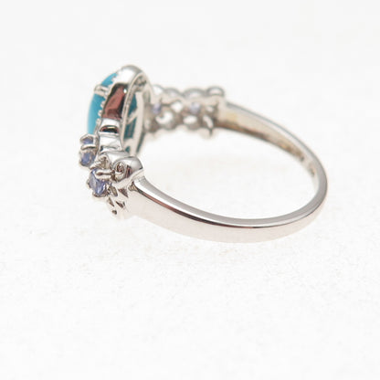 Chuck Clemency 925 Sterling Silver Real Turquoise & Tanzanite Ring Size 8